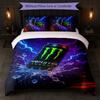 Set Copripiumino Monster Energy Stampa 3 Pezzi 1 Copripiumino e 2 Federe Biancheria da Letto Morbida per Camera da Letto Domestica