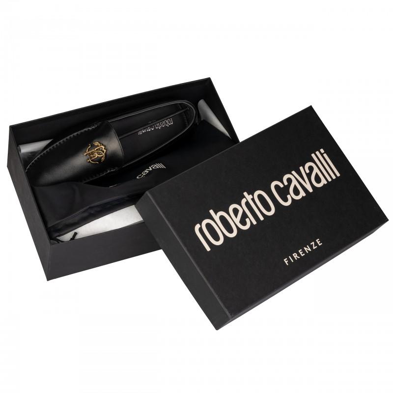 Roberto Cavalli Luxury Men's Loafers Italy Black / Gold - Size: 44