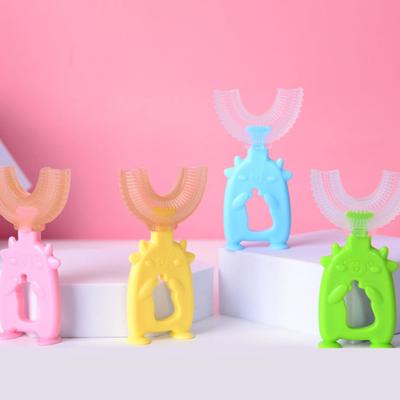 U-förmige Kinderzahnbürste im Kuh-Design, Silikon, leuchtende Farben für Neugeborene, für zu Hause