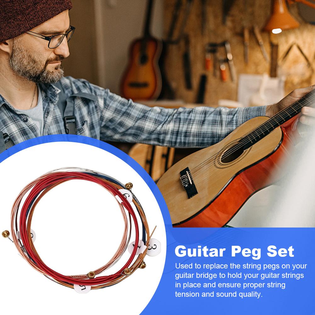6Pcs/Set Acoustic Guitar Strings Folk Guitar Strings Acoustic Guitar Copper Core Strings Kit Musical Instrument Accessories
