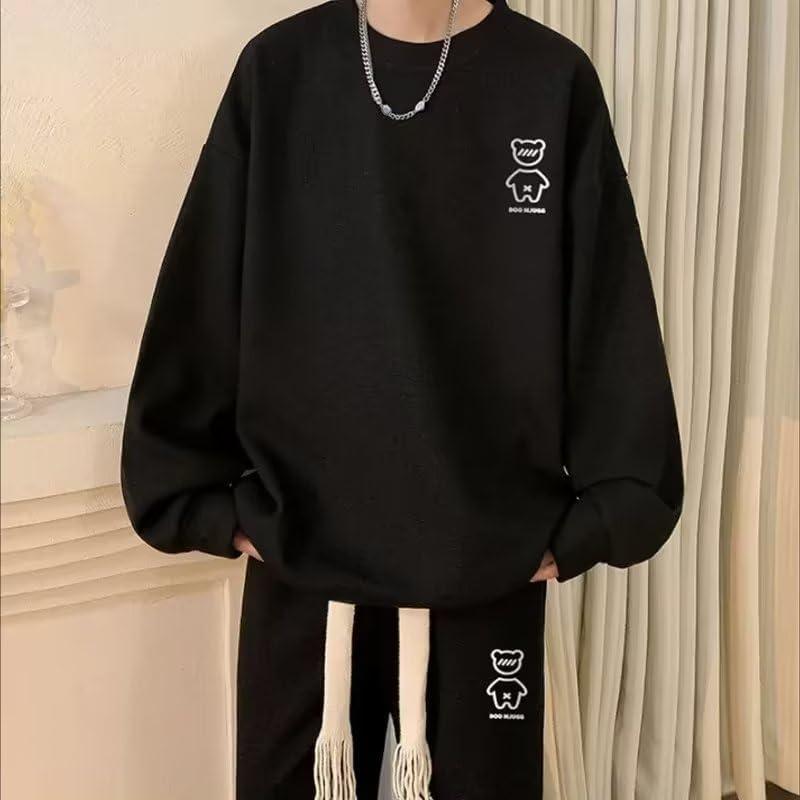[FEISEDY] Hoodie Sweatshirt Men's Stylish T-Shirt Pullover Casual Loose Large Size Hoodie Round Neck Long Sleeve Soft Light Comfortable Popular
