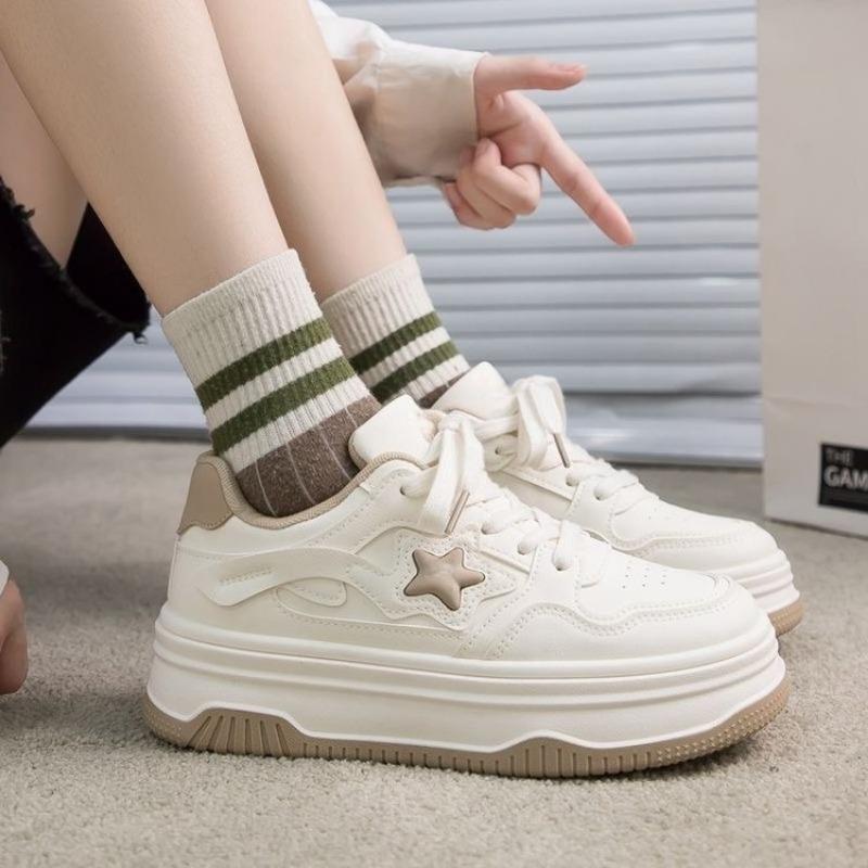 Thick-soled Color-matching Star Board Shoes Autumn New Versatile Lace-up Little White Shoes INS Trendy Student Casual Shoes
