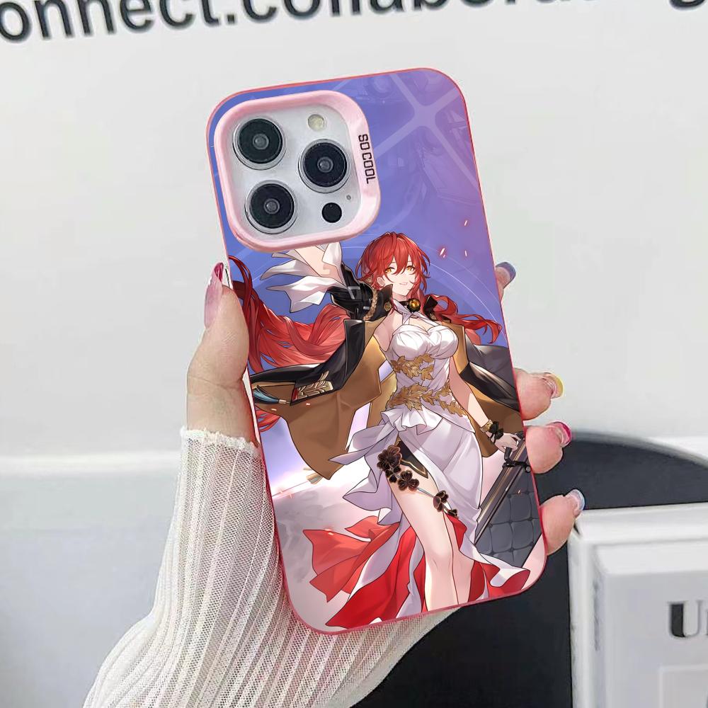 HSR Himeko Pink Translucent Mobile Phone Case for iPhone 17 16 15 14 13 12 11 X XR XS Air Pro Max Plus Colorful Cover