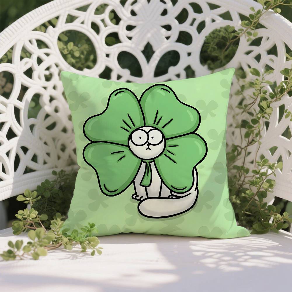 Funny Style Simons Cat Pillow Case Anti-dustmite Pillowcase Invisible Zipper Silky Short Plush Sofa Cushion Cover