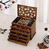 Vintage Chinese Wooden Jewelry Storage Box Hollow Multi-Layer Display Organizer Elegant Jewelry Collection Case Decorative Storage Box