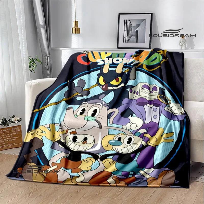 Cuphead Cartoon Printed Blanket Fashion Bed Linings White Flannel Warm Blanket Soft Comfortable Blanket Birthday Gift
