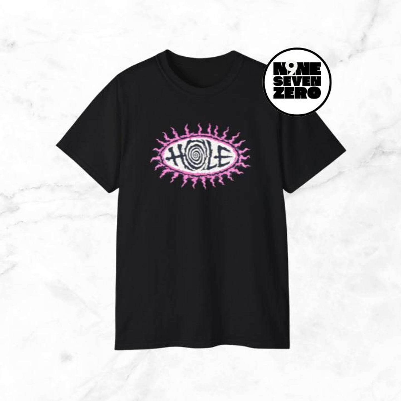 Hole Band T-Shirt, Black Cotton 90s Black Tee S