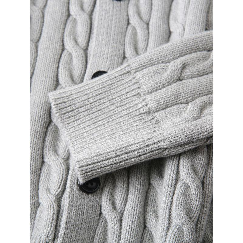 Classic Old Money Style Soft Fleece/Cotton Foreign Trade Tail Goods Men's Autumn and Winter Knit Cardigan Lapel Sweater Outerwear