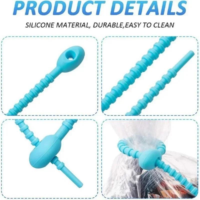 100PCS Silicone Reusable Cable Wire Organizer Winder Storage Holder Bag Ties Cord Bag Clip Food Saver Earphone Line Tidy Clips