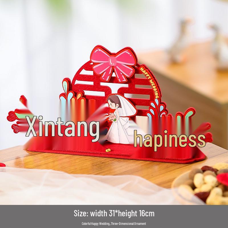 Double Happiness 3D Honeycomb Ball Ornament Set for Wedding & Engagement Decor