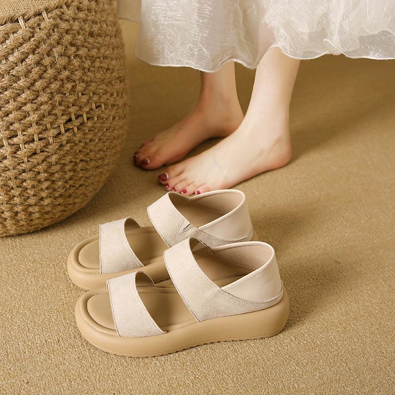 Retro sandals women's new summer outer wear with skirts versatile, not tired, soft soles and two slippers