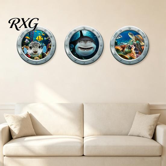 Self Adhesive Tropical Fish Decals 3Pcs Underwater World Wall Sticker, Ocean Animals Decals, Peel And Stick Vinyl Creative Bathtub Side Stickers
