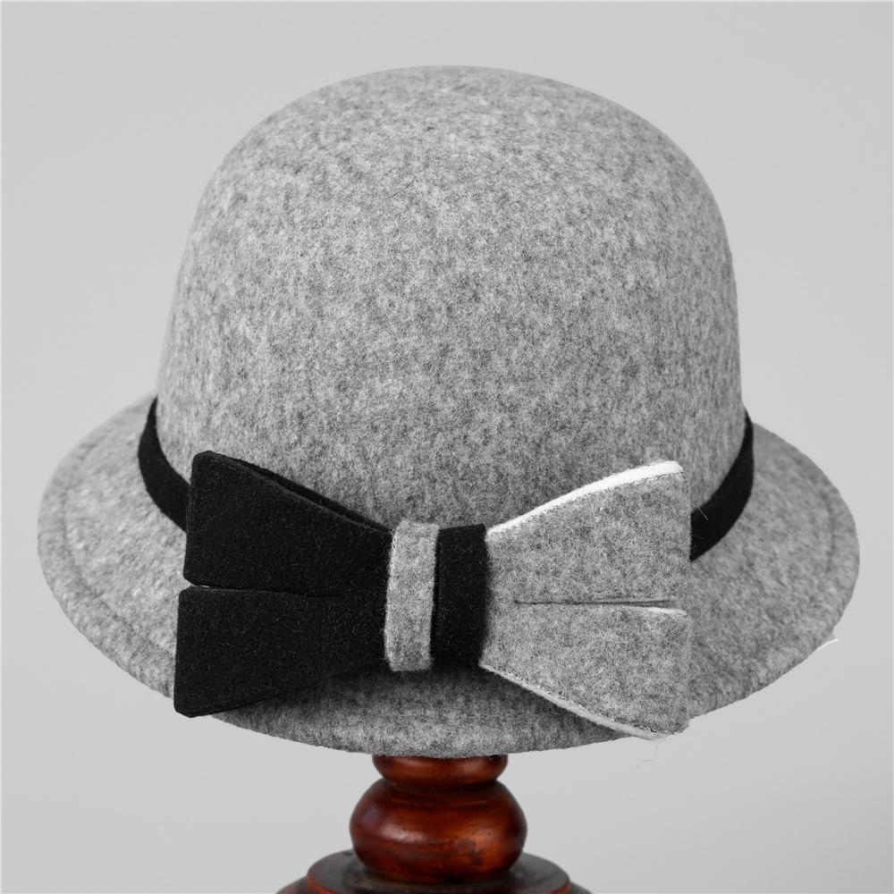 Hat Women's Autumn and Winter Warm Top Hat Thickened Woolen Felt Basin Hat Casual Bucket Hat