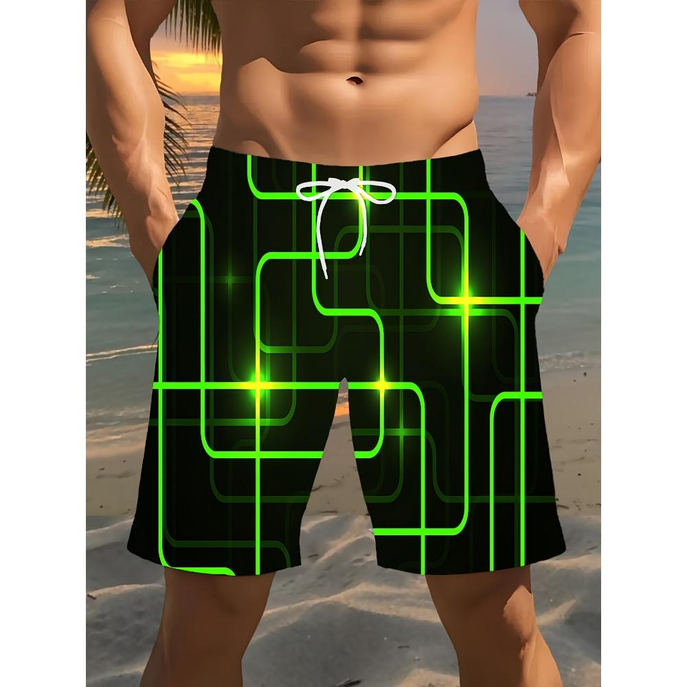 Men's Gradient Lemon Print Beach Shorts Drawstring Waist Quick Dry Casual Swim Trunks 2026