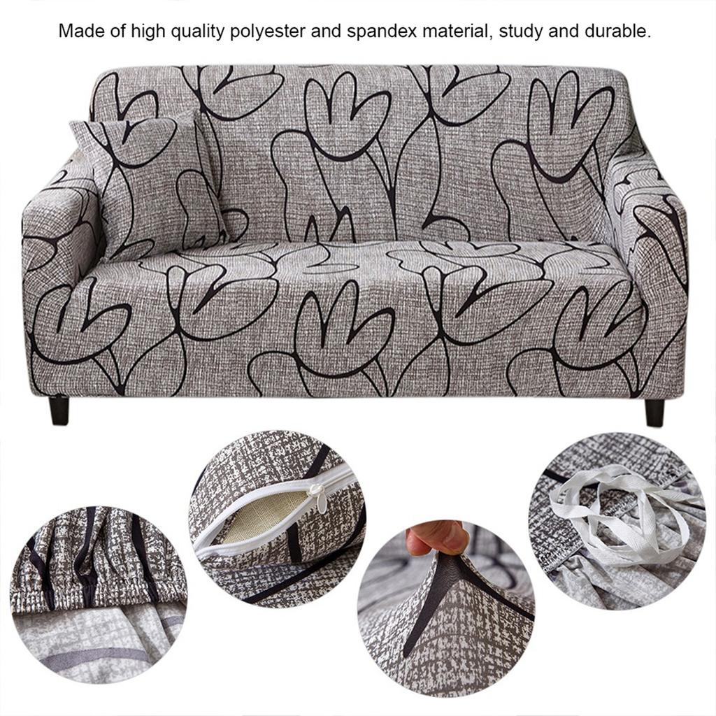 Non?slip Elastic Printing Dustproof Slipcover Sofa Cover Cushion Cover (For 4 People Couch)