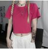 Women's Crew Neck Short Sleeve Crop T-Shirt Slim Fit Candy Color Solid Polyester Cropped Top Multi Color Y2K Summer Casual Tee
