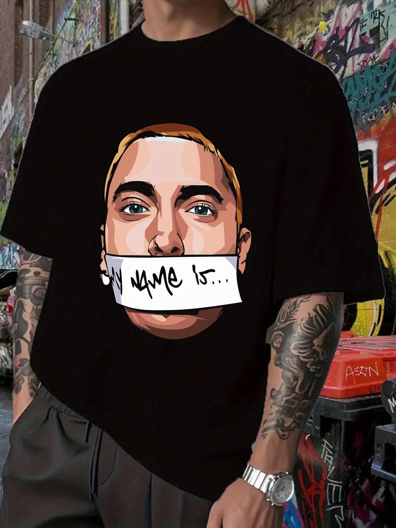 Hip-Hop Band Graphic T-shirt - My Name Is... Design with Cartoon Character M