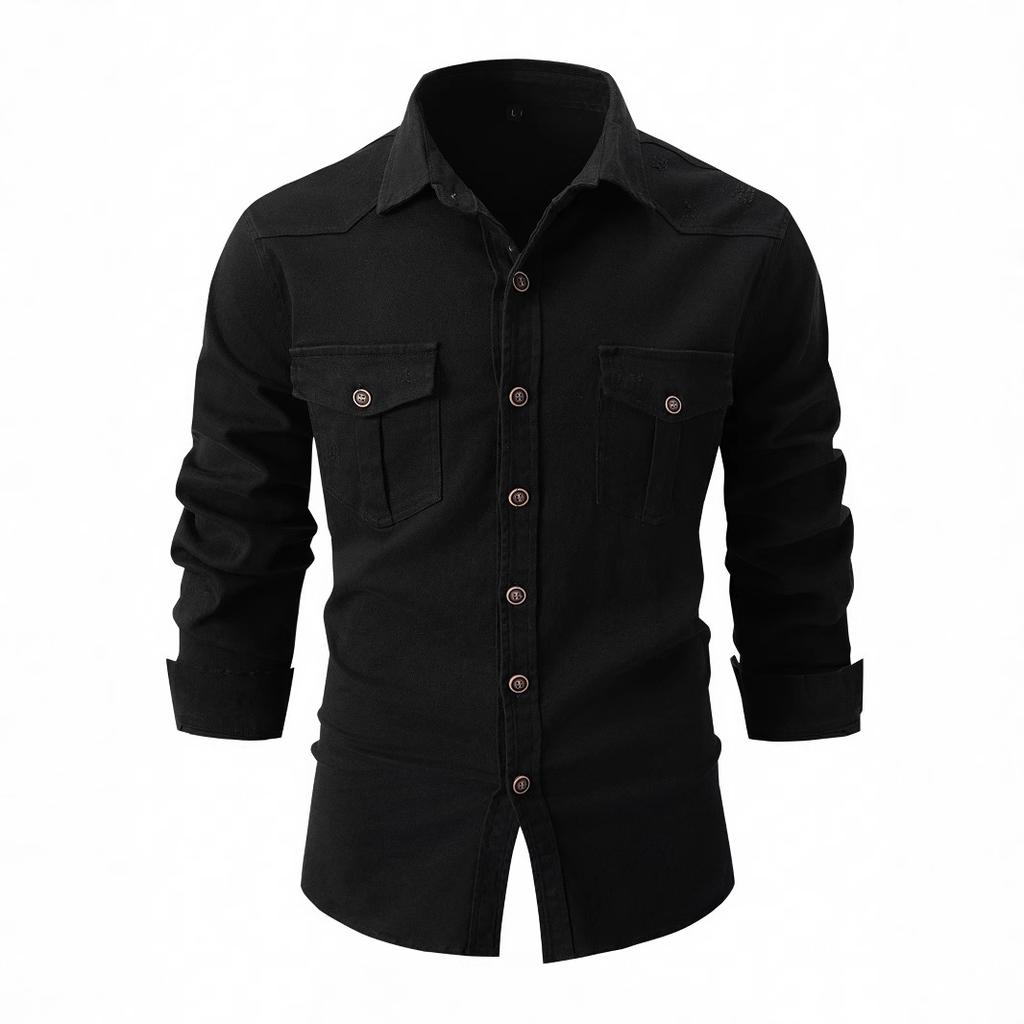 Spring Autumn Men's Cotton Casual Shirts Fashion Business Wash Water Elastic Long Sleeve Shirt Male Cargo Blouse