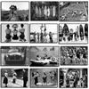 Vintage Black and White Cycling Surf Beach Photography Golf  Haircut Poster Print Women Eating Pasta Canvas Painting Home Decor