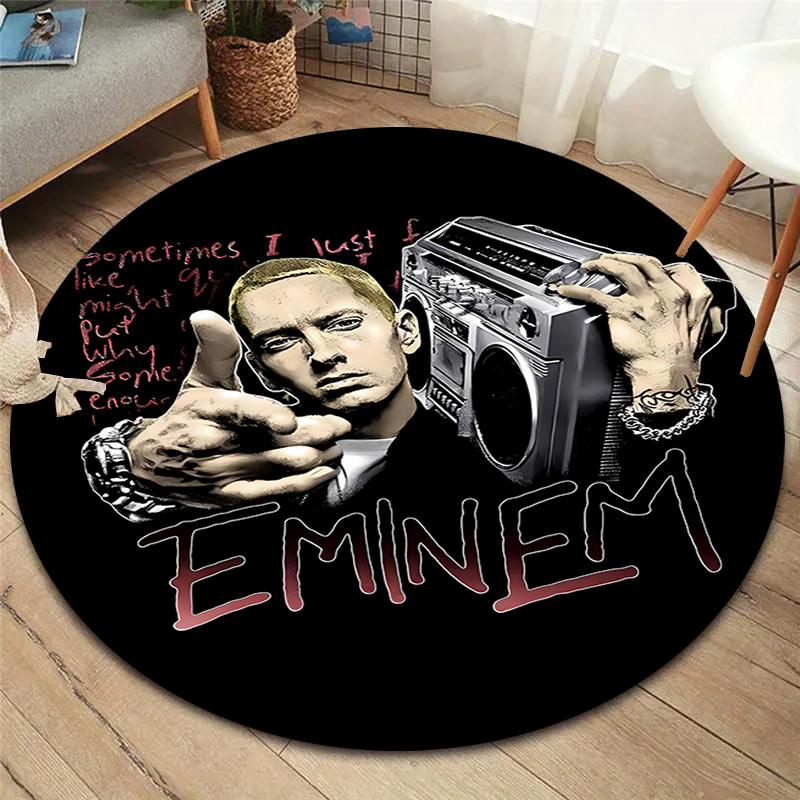 Eminem Round Area Rug,Carpet Rug for Living Room Bedroom Sofa Playroom Decor,Non-slip Floor Mat
