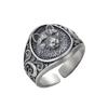Adjustable Wolf Head Ring Men Women Sterling Open Band Retro Punk Statement Jewelry