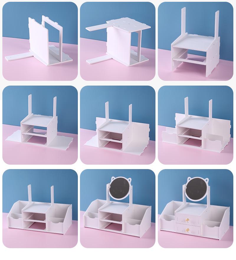 Multifunctional Drawer Makeup Mirror & Skincare Organizer