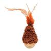 Wobbling Cat Toy Wooden Base Cat Teaser with Feathers Interactive Wobble Cat Kicker Toy for Cat Patting Solo Entertainment