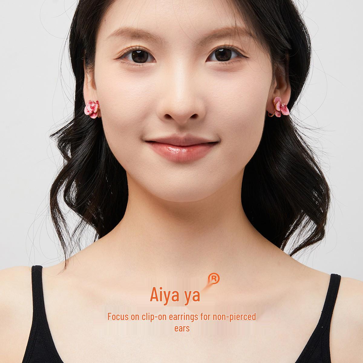 

Клипсы для ушей в стиле Мори, лепестки фаленопсиса, розово-красные - серьги для непроколотых ушей Clip-on Pair