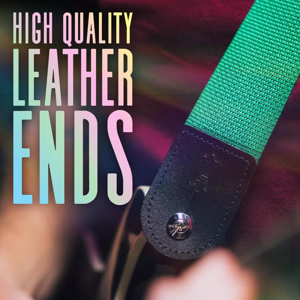 Leathers Polypropylene Guitar Strap with Genuine Leather Ends and Black Levy's 2-inch Tri-Glide Adjustment; (M8POLY-BLK)