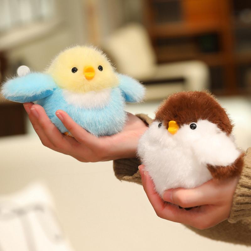 Cartoon Chirping Birds Plush Toys Keychain Simulation Bird Stuffed Soft Animal Doll Kawaii Bag Pendant Cute Girl Kawaii Gifts