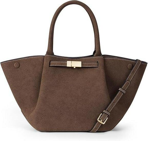 Geantă Tote Tip Gogoașă pentru Femei din Piele Naturală cu Design cu Cataramă - Geantă de Mână/Geantă de Umăr cu Capacitate Mare