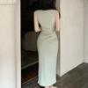 Elegant Satin Square Neck Pleated Camisole Bodycon Dress - Women's Slim Fit Long Summer Dress, New Arrival.