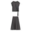 Ärmelloses zweiteiliges Set für Damen mit asymmetrischer Taille