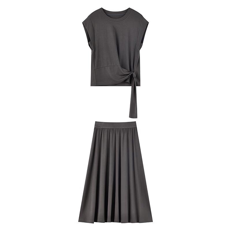 Ärmelloses zweiteiliges Set für Damen mit asymmetrischer Taille