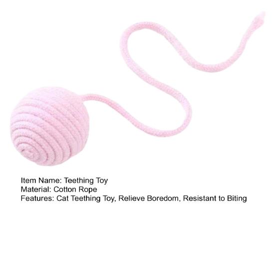 Cotton String Ball Teething Toy Built-in Sand Rattle Interactive Rope Toy Bite-Resistant Tooth Grinding Cat Play Toy for Pet