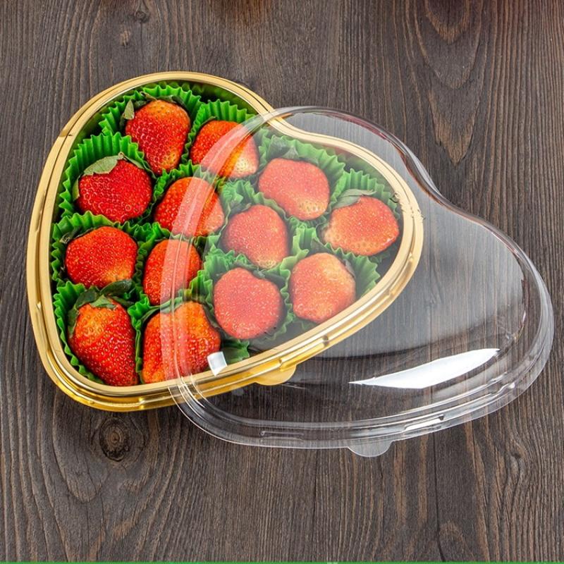 10Pcs Heart-Shaped Serving Trays With Transparent Lids Reusable Pet Snack Fruits Sushi Cheese Salads Desserts Packaging Boxes