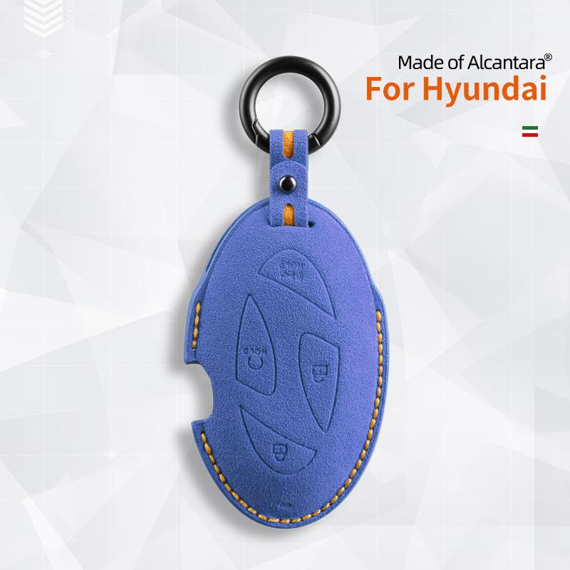 5 Buttons Car Key Case For Hyundai Grandeur Gn7 Kona Ev Ioniq 6 Auto Smart Remote Suede Keychain Cover Shell Accessories