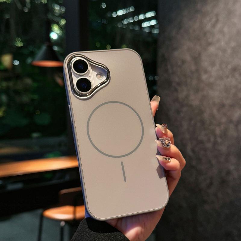 

AG Large Hole Crystal Frame Magnetic Case for iPhone 17 Pro Max - Thin, Frosted, Anti-Drop For iPhone 15 Pro Max