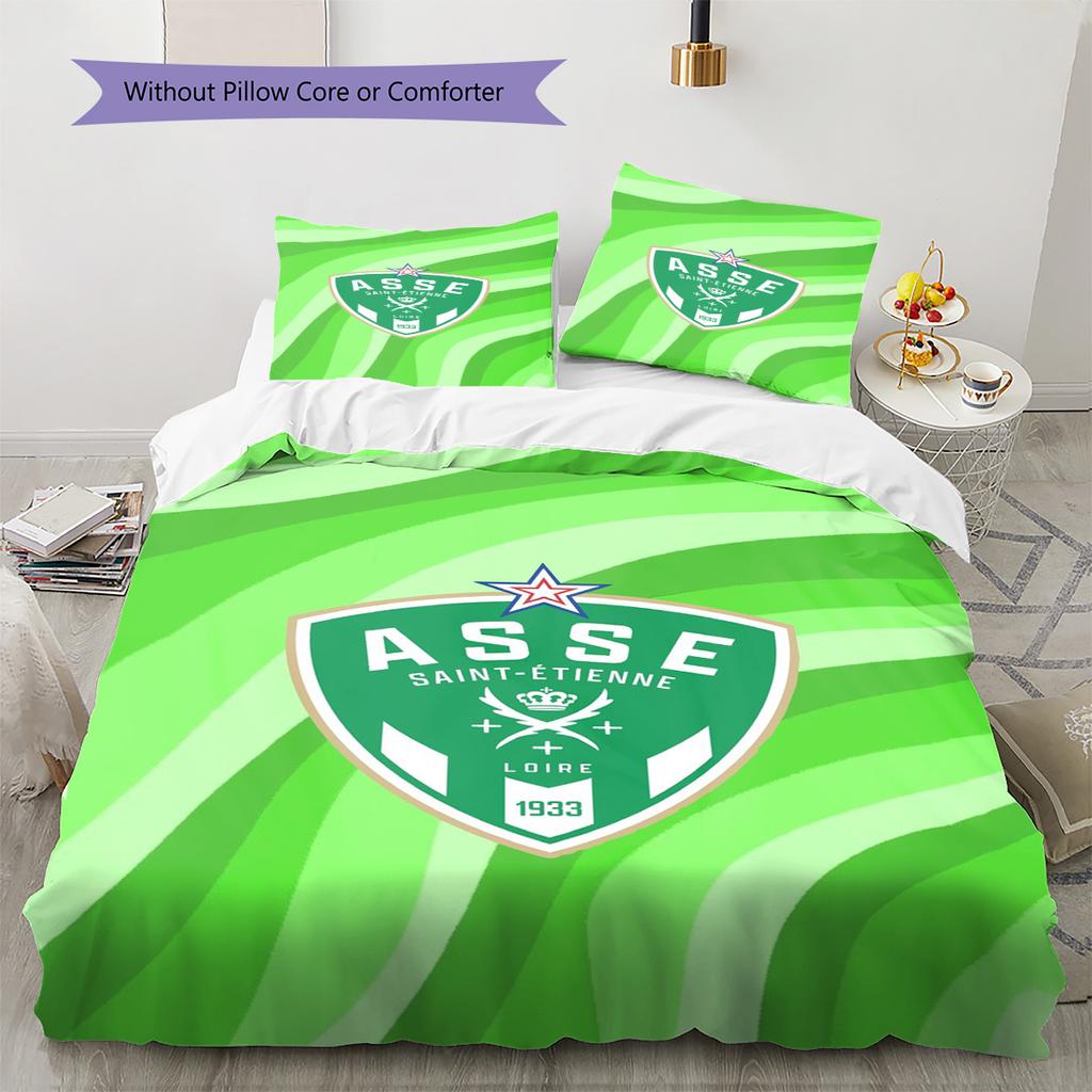 AS Saint-Étienne Pattern Bedding Set Quilt Cover Pillowcase Home Decor Gift (1 * Duvet Cover + 2 * Pillowcase, Without Core)