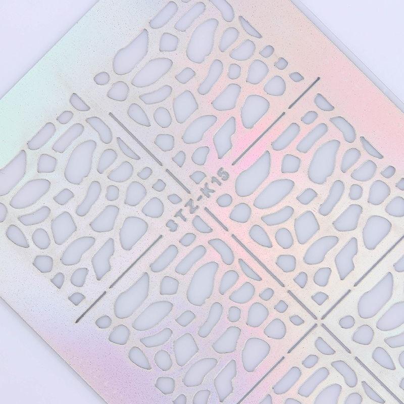 6Pcs Nail Art Vinyls Nagel Schablonen Sticker Irregulär Muster Stencil Stickers random