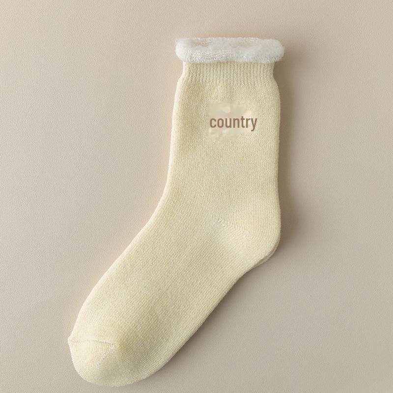 

Женские толстые плюшевые носки средней длины для осени и зимы — теплые и морозостойкие Simple packaging жёлтый