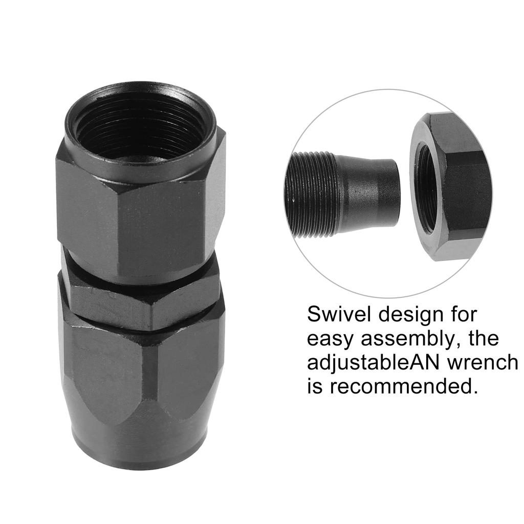 uxcell Swivel Hose End Fitting Adapter 4pcs AN10 Straight and 2pcs AN10 90 Degree for Braided Fuel Hose (Black)