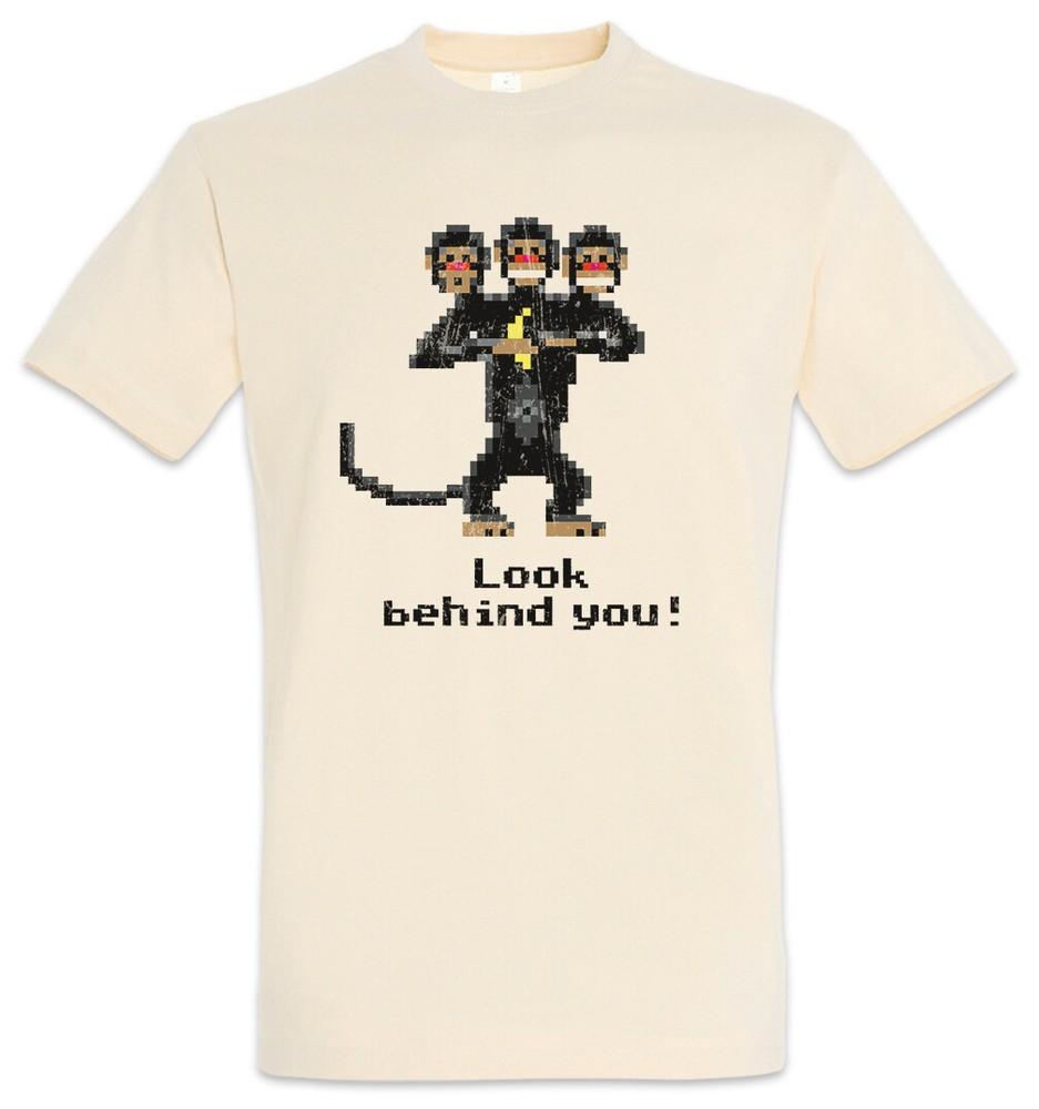 

Look Behind You Mens T-Shirt Monkey The Game Secret Of Monkey Nerd Island Three 3XL