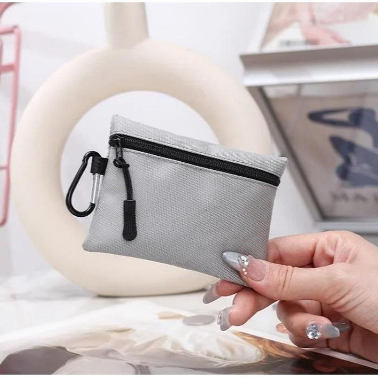 Canvas Mini Coin Purse Simple Zipper Kid Storage Pouch Money Pocket Solid Color Coin Key Bag Women Men Cute Wallet Mini Purse