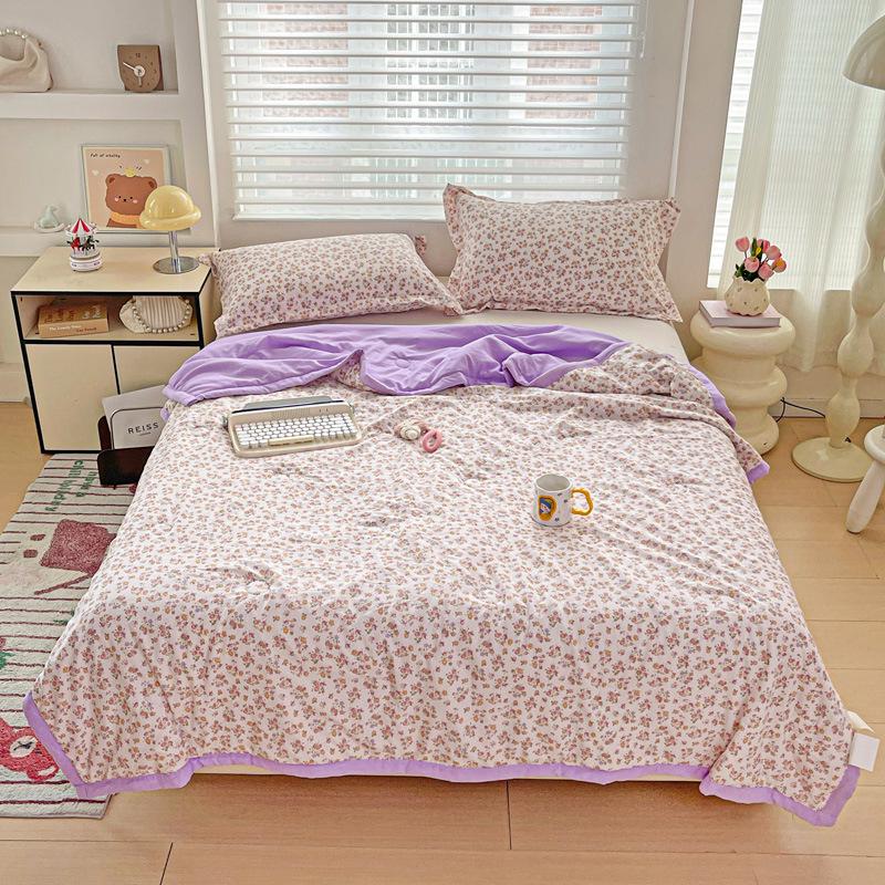 Class A Washed Cotton Soybean Fiber Gauze Quilt - Double Layer Summer Cool, Machine Washable