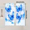 2PCS Digital Printed Curtains, Bright Blue Butterfly Vibrant Insect Nature, Window Drapes for Living Room Bedroom Home Decor
