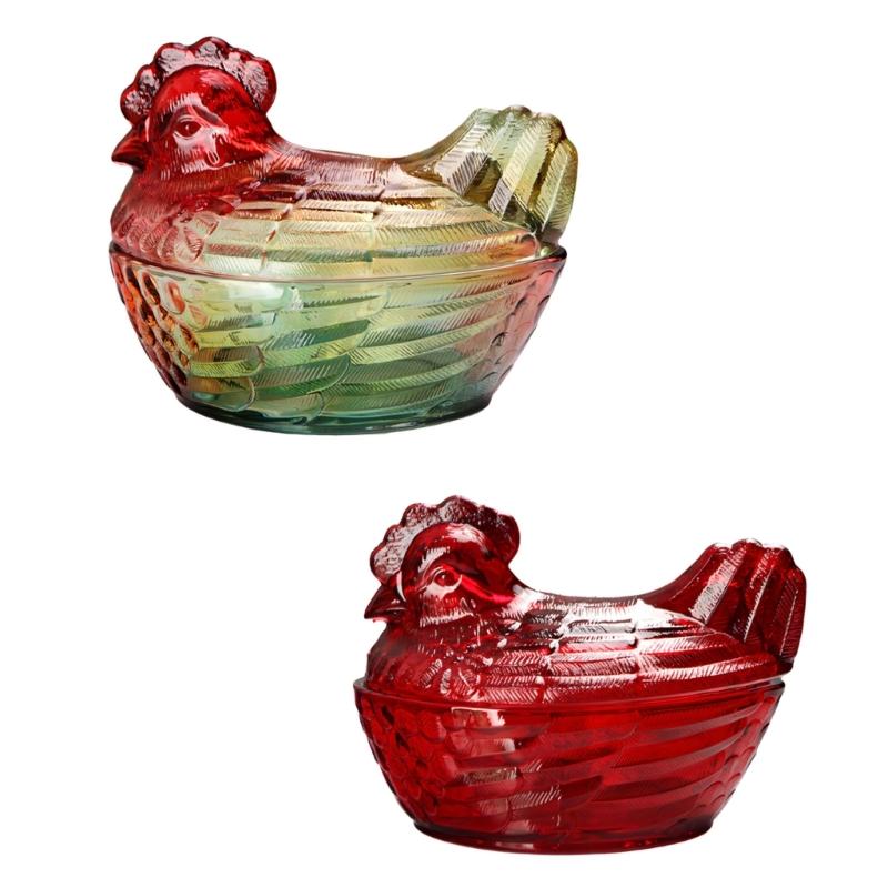 Elegant Crystal Glass Chicken Shaped Storage
