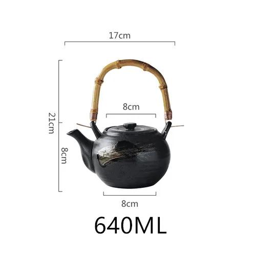 Japanese Retro Hand-painted Ceramic Teapot Home Hotel Restaurant Teapot Chinese Large Teapot Handle Pot