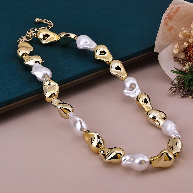 New Personality Irregular Silver Pearl Neck Chain Necklace Temperament Spice Girl Style Versatile Temperament Necklace Jewelry