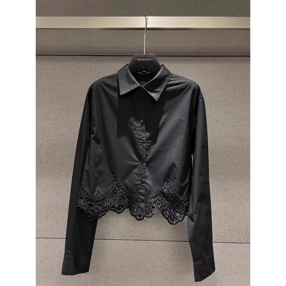 

Ажурная вязаная блузка с длинным рукавом однотонной расцветки для женщин, высококлассная и элегантная, подходит как для верхней одежды, так и для многослойных образов. XXL чёрный